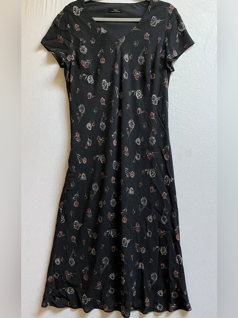 Marks & Spencer Floral Wool Blend V-Neck Short Sleeve Maxi Dress Sz 10